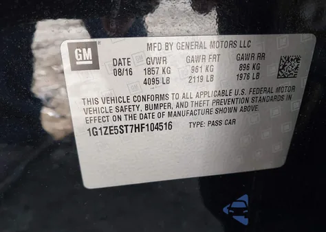 2017 Chevrolet Malibu 1Lt z USA, uszkodzony, nr VIN 1G1ZE5ST7HF104516